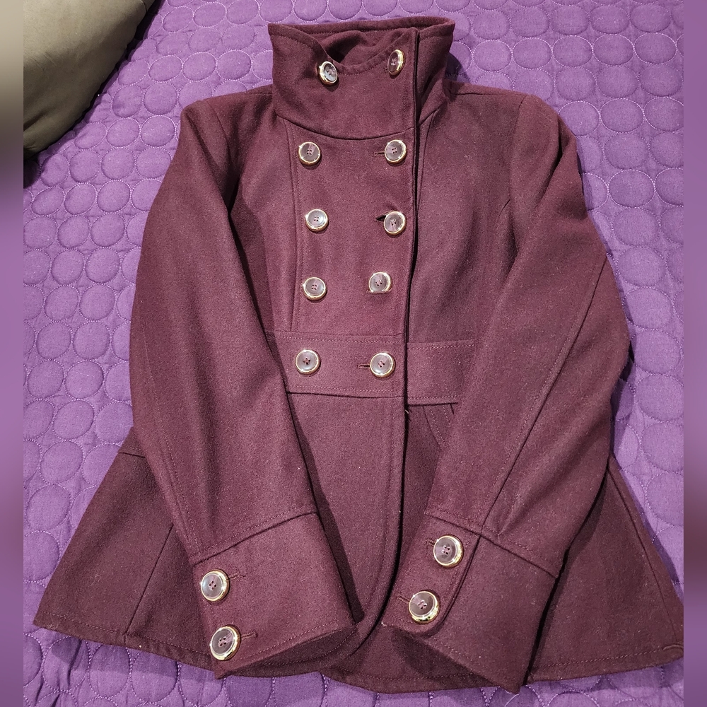 Kenneth Cole New York Double Breasted Funnel Collar Wool Blend Coat Size 14 - Picture 6 of 16